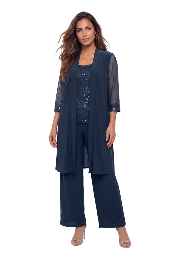 Women's Plus Size Plus-Size 3 Piece Knit Embellished Pant Set