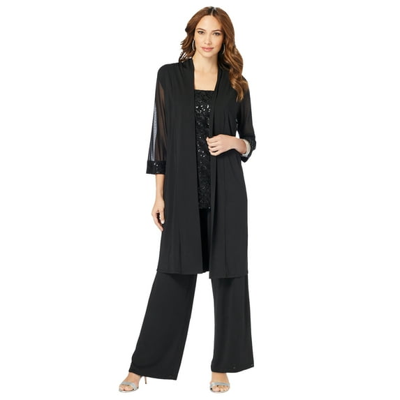 Roaman's Women's Plus Size Plus-Size 3 Piece Knit Embellished Pant Set