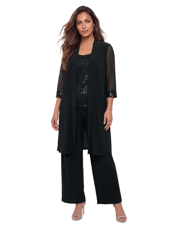 Women's Plus Size Plus-Size 3 Piece Knit Embellished Pant Set