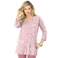 thumbnail image 1 of Roaman's Women's Plus Size Three Quarter Notch Neck Soft Knit Tunic, 1 of 5