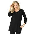 thumbnail image 1 of Roaman's Women's Plus Size Three-Quarter Sleeve Notch Neck Soft Knit Tunic, 1 of 6
