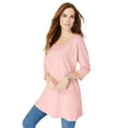 thumbnail image 1 of Roaman's Women's Plus Size Three-Quarter Sleeve Embellished Tunic, 1 of 6