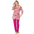 thumbnail image 1 of Roaman's Women's Plus Size Three-Quarter Sleeve Notch Neck Soft Knit Tunic, 1 of 6