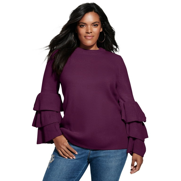 Tiered sleeve sweater sale