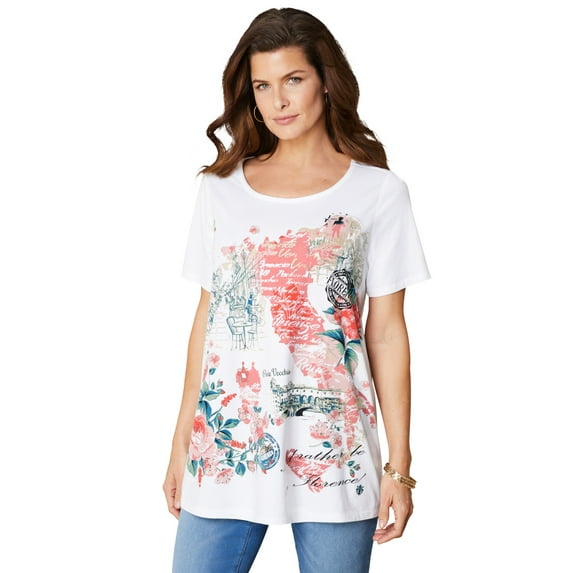 Roaman's Women's Plus Size Travel Graphic Tee