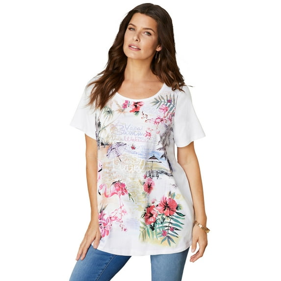 Roaman's Women's Plus Size Travel Graphic Tee