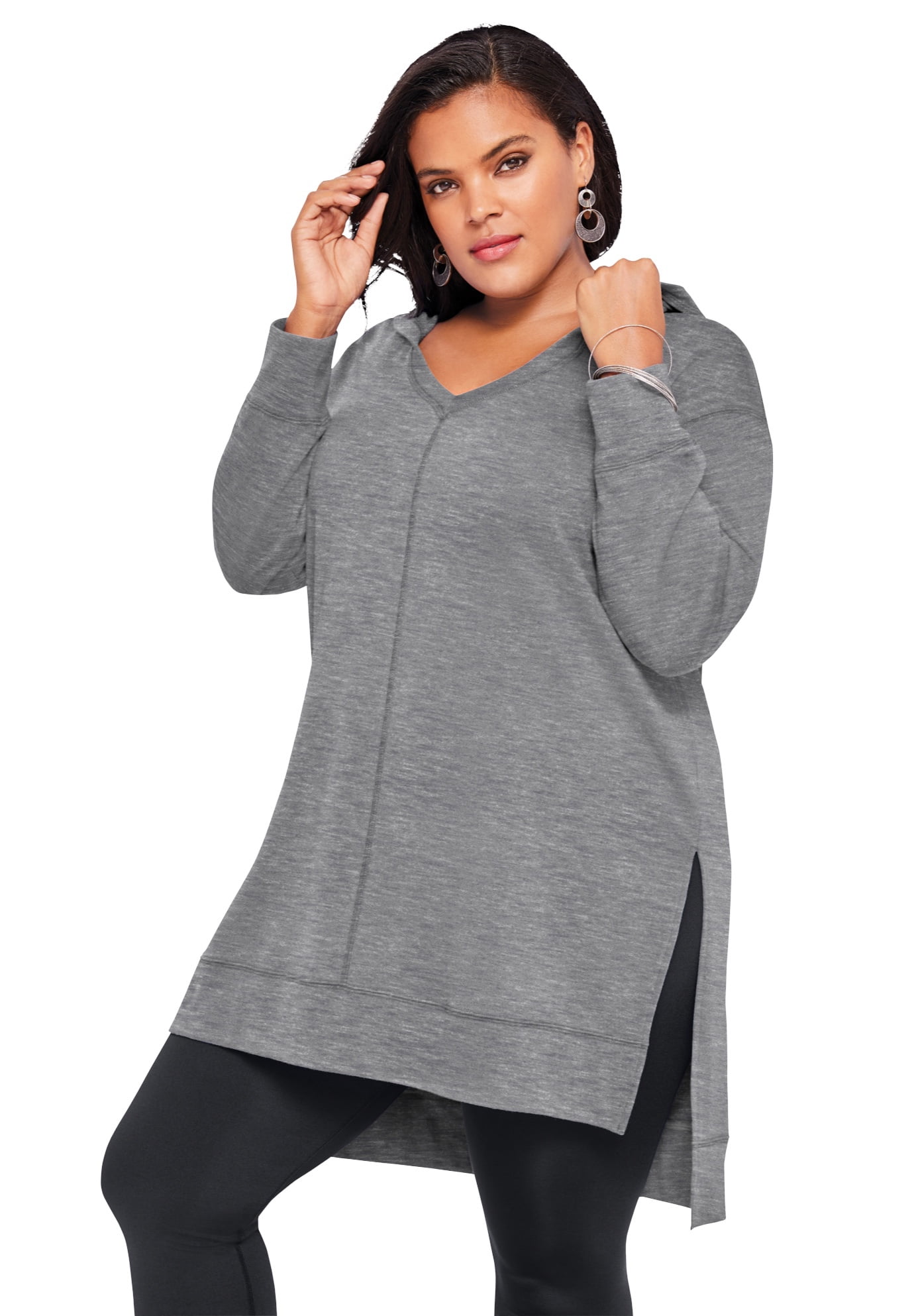 Roaman's Women's Plus Size Tunic Hoodie