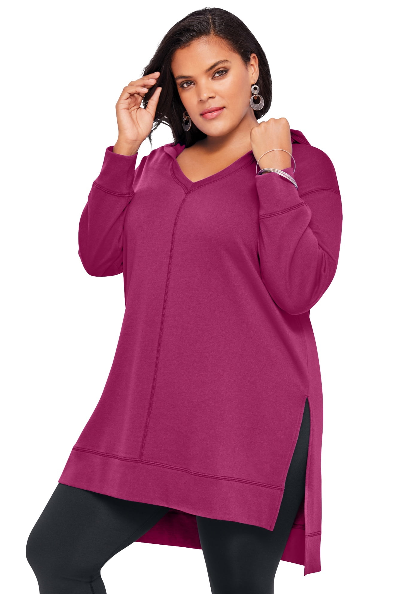 Roaman's Women's Plus Size Tunic Hoodie Hoodie - Walmart.com