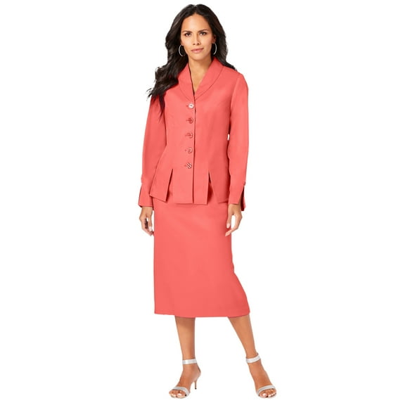 Roaman's Women's Plus Size Two-Piece Skirt Suit With Shawl-Collar Jacket Skirt Suit