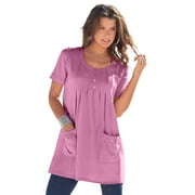 Roaman's Women's Plus Size Two-Pocket Soft Knit Tunic Long T-Shirt Tops