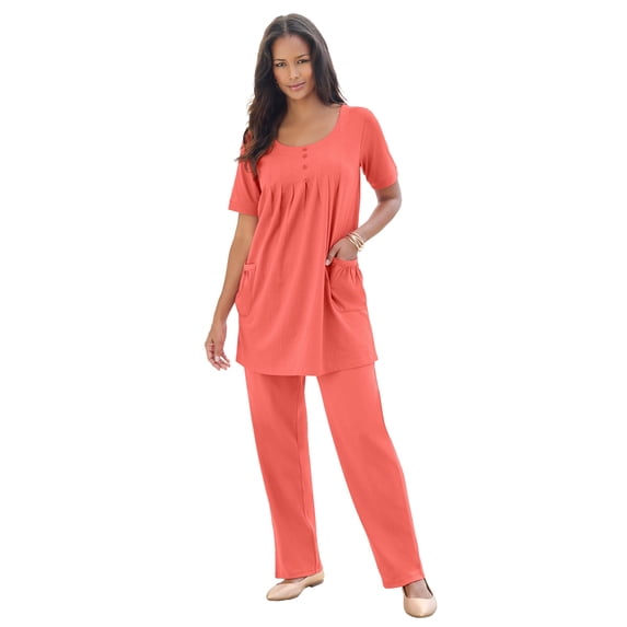 Roaman's Women's Plus Size Two Pocket Soft Knit Swing Tunic