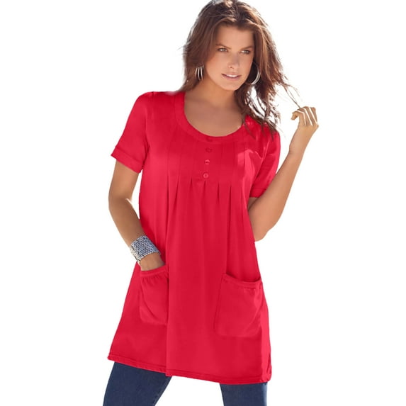 Roaman's Women's Plus Size Two Pocket Soft Knit Swing Tunic