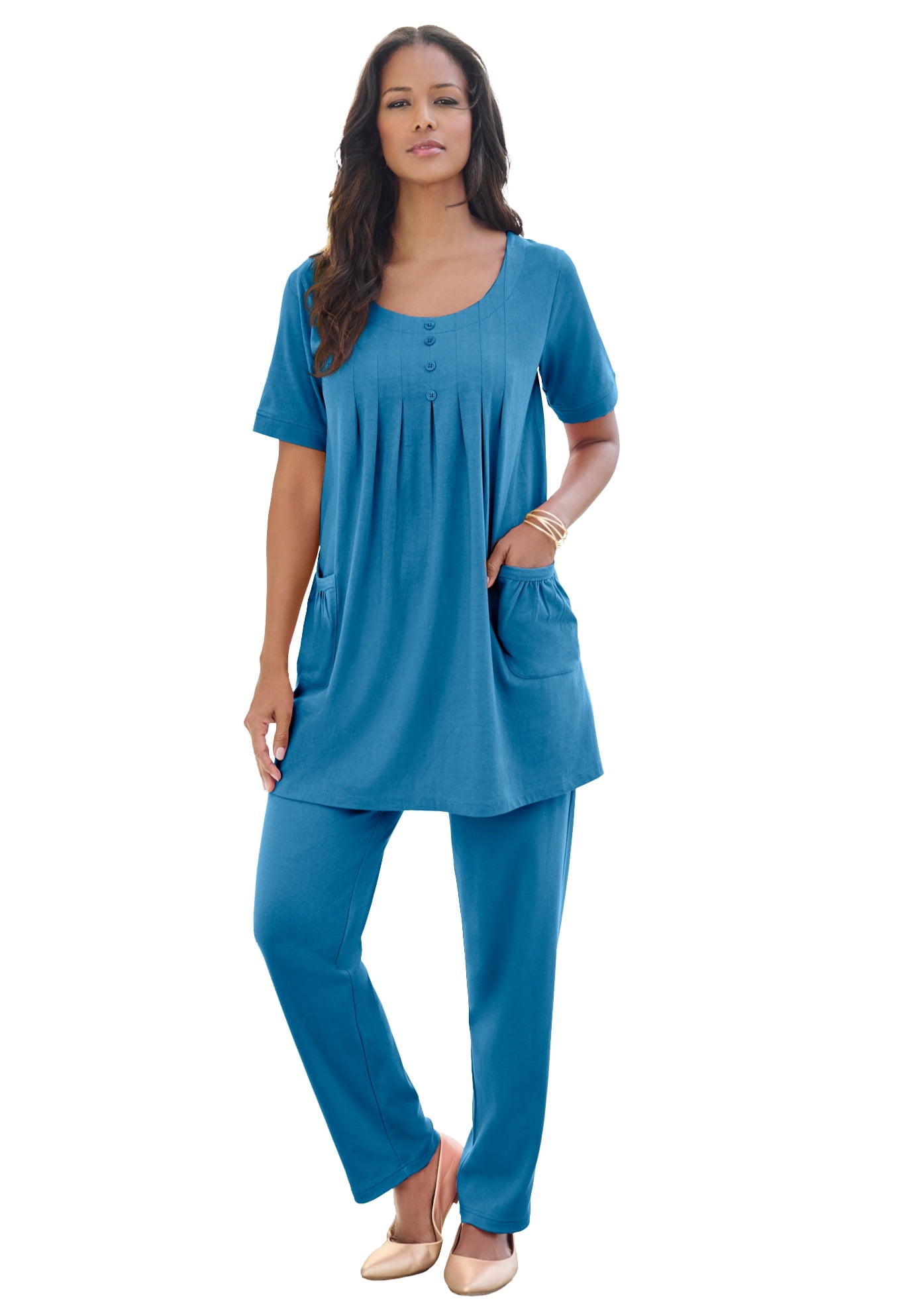 Roaman's Women's Plus Size Two Pocket Soft Knit Swing Tunic - Walmart.com