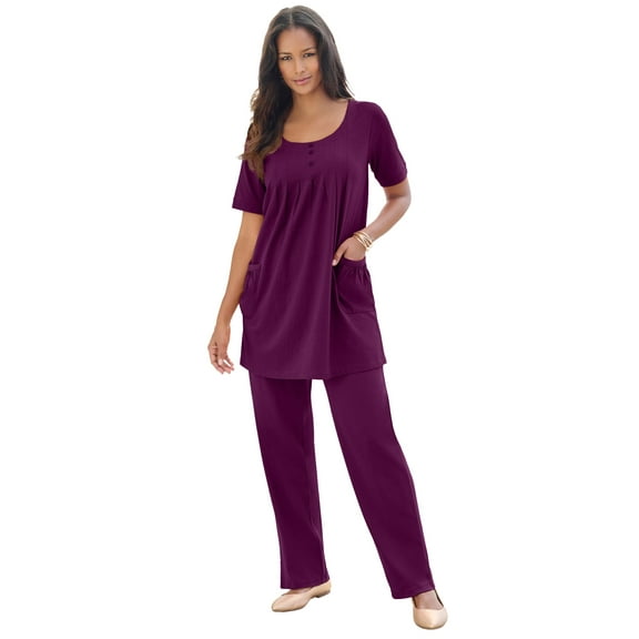 Roaman's Women's Plus Size Two Pocket Soft Knit Swing Tunic