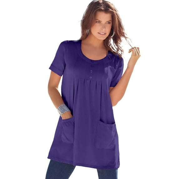 Roaman's Women's Plus Size Two Pocket Soft Knit Swing Tunic