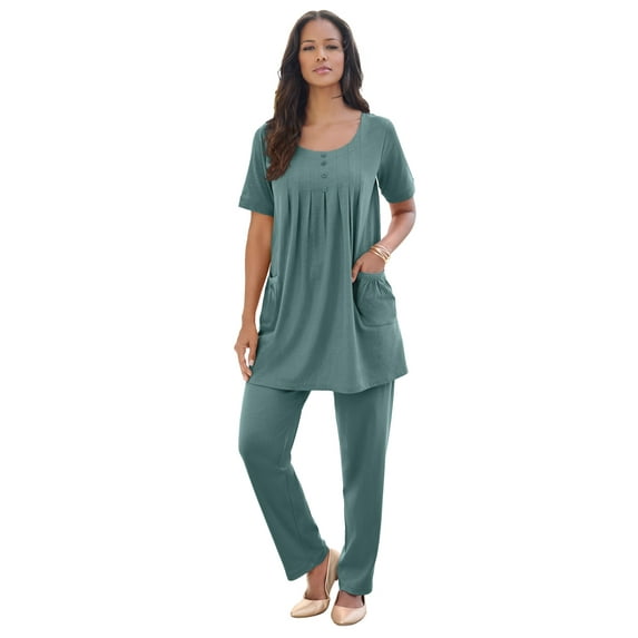 Roaman's Women's Plus Size Two Pocket Soft Knit Swing Tunic