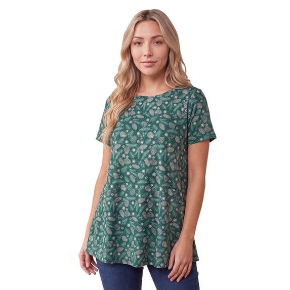 Roaman's Women's Plus Size Ultimate Cotton Crewneck Short Sleeve Swing Tee