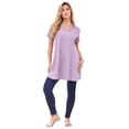 thumbnail image 1 of Roaman's Women's Plus Size Ultimate Lattice Neck Short Sleeve Tunic, 1 of 4