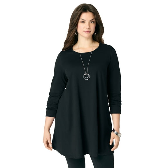 Roaman's Women's Plus Size Ultimate Long Sleeve Crewneck Swing Tunic