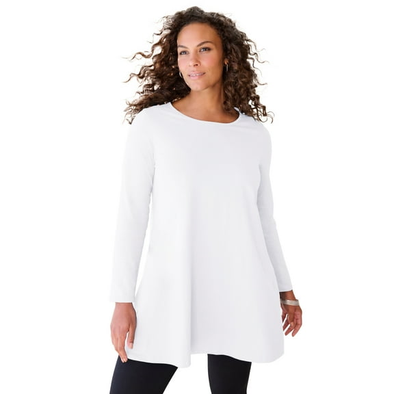Roaman's Women's Plus Size Ultimate Long Sleeve Crewneck Swing Tunic