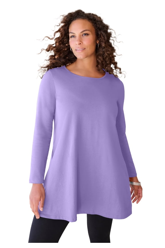 Women's Plus Size Ultimate Long Sleeve Crewneck Swing Tunic