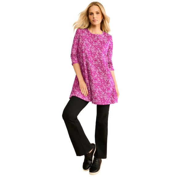 Roaman's Women's Plus Size Ultimate Long Sleeve Crewneck Swing Tunic