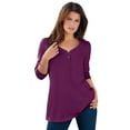 thumbnail image 1 of Roaman's Women's Plus Size Ultimate Long Sleeve Henley Tee With Sweetheart Neck, 1 of 4