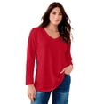 thumbnail image 1 of Roaman's Women's Plus Size Ultimate Long Sleeve V Neck Tee, 1 of 6