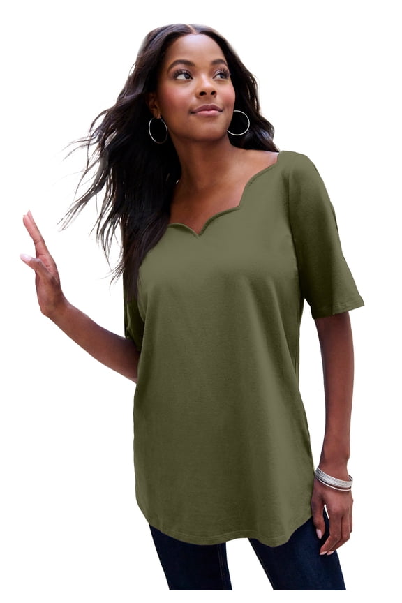 Women's Plus Size Ultimate Scalloped Neck Tee