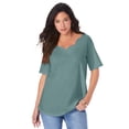 thumbnail image 1 of Roaman's Women's Plus Size Ultimate Scalloped Scoop Neck Tee, 1 of 4