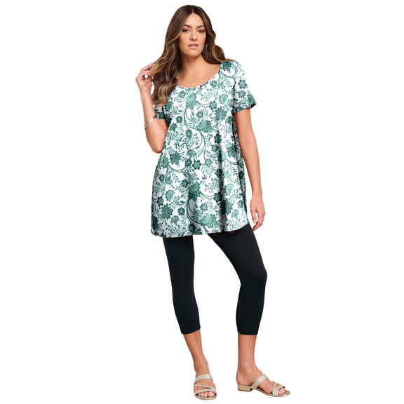 Roaman's Women's Plus Size Cotton Ultimate Scoopneck Swing Tunic
