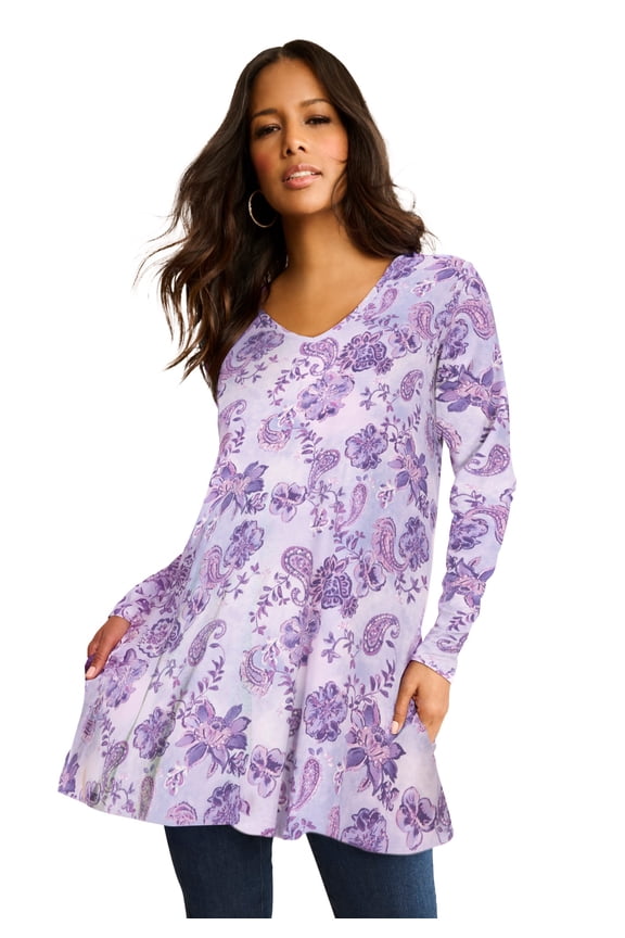 Women's Plus Size Ultra Drape V Neck Swing Tunic