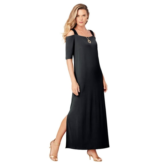 Roaman's Women's Plus Size Plus Size Cold Shoulder Maxi Dress