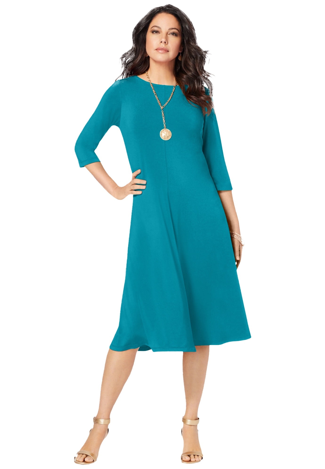 Roaman s Women s Plus Size Ultrasmooth Fabric Boatneck Swing