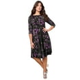 thumbnail image 1 of Roaman's Women's Plus Size Petite Plus Size 3/4 Sleeve Boatneck Swing Dress, 1 of 6