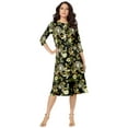 thumbnail image 1 of Roaman's Women's Plus Size Petite Plus Size 3/4 Sleeve Boatneck Swing Dress, 1 of 6
