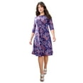 thumbnail image 1 of Roaman's Women's Plus Size 3/4 Sleeve Boatneck Swing Dress, 1 of 6