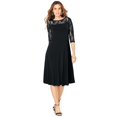 thumbnail image 1 of Roaman's Women's Plus Size 3/4 Sleeve Allover Lace Swing Dress, 1 of 5