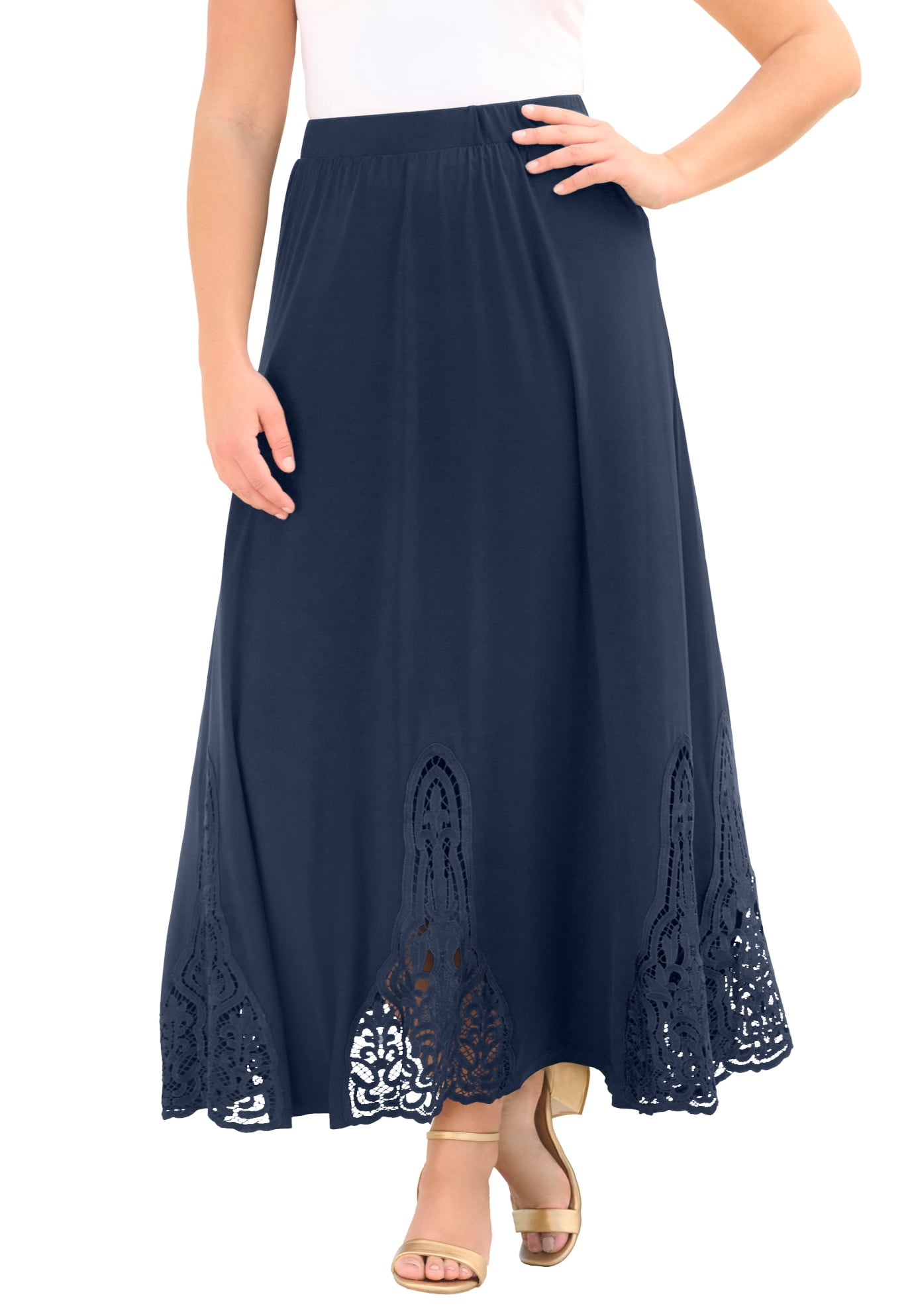 Plus Size Women Casual Solid Ramie Loose Skirt KL1030 main image 1
