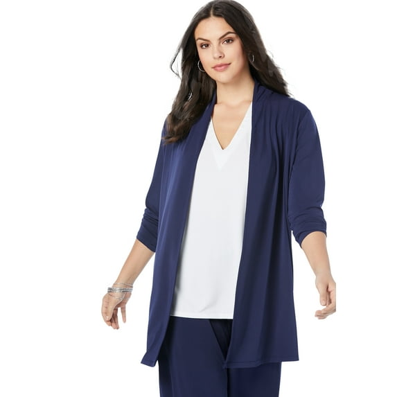 Roaman's Women's Plus Size Ultrasmooth Fabric Long Sleeve Cardigan