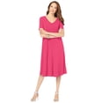 thumbnail image 1 of Roaman's Women's Plus Size Ultrasmooth Fabric V-Neck Swing Dress Stretch Jersey Short Sleeve V-Neck, 1 of 6