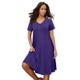 thumbnail image 1 of Roaman's Women's Plus Size Petite Plus Size Short Sleeve Sleeve Swing Dress, 1 of 6