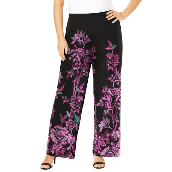 Roaman's Women's Plus Size Ultrasmooth Fabric Wide-Leg Pant