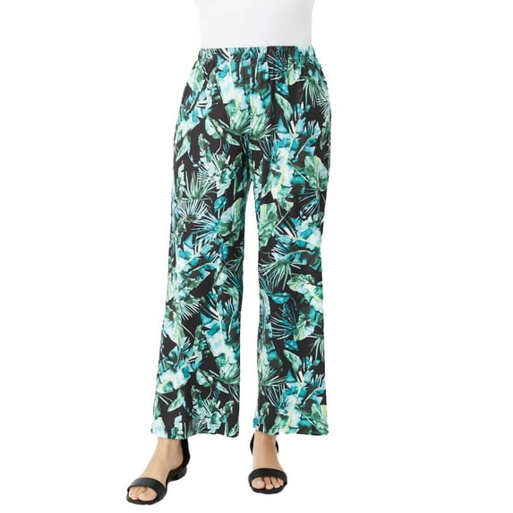 Roaman's Women's Plus Size Ultrasmooth Fabric Wide-Leg Pant