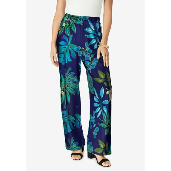 Roaman's Women's Plus Size Ultrasmooth Fabric Wide-Leg Pant