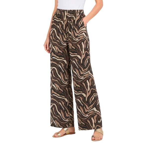 Roaman's Women's Plus Size Ultrasmooth Fabric Wide-Leg Pant