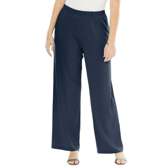 Roaman's Women's Plus Size Ultrasmooth Fabric Wide-Leg Pant