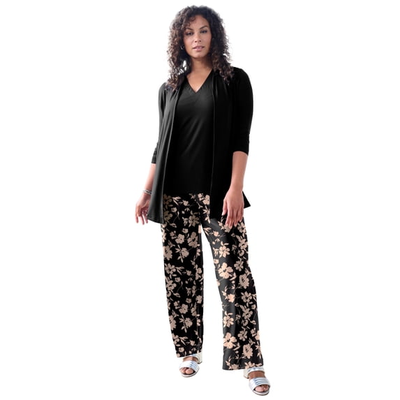Roaman's Women's Plus Size Ultrasmooth Fabric Wide-Leg Pant