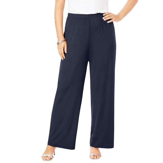 Roaman's Women's Plus Size Petite Ultrasmooth Fabric Wide-Leg Pant