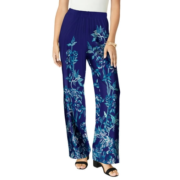 Roaman's Women's Plus Size Ultrasmooth Fabric Wide-Leg Pant